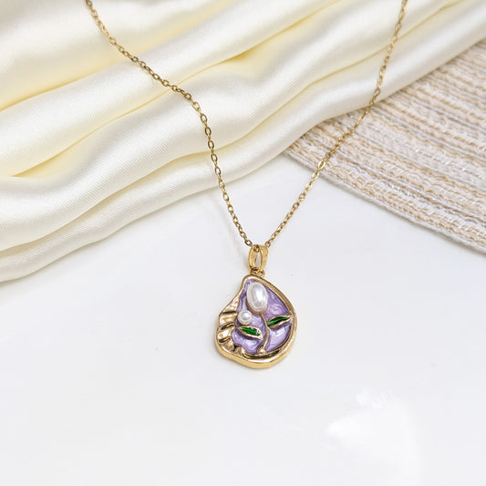 VIOLET SHELL PETAL LOCKETS