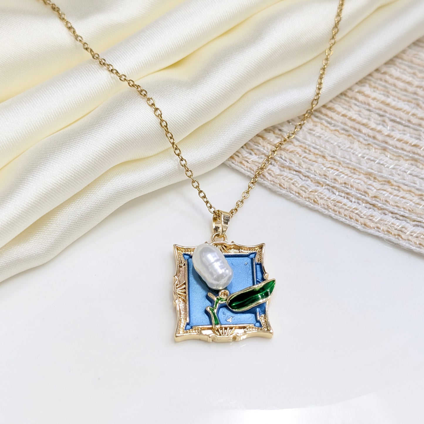 ABSTRACT MOUNTAIN TEAL LOCKETS