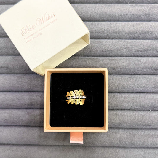 CRYSTAL LAUREL LEAF RINGS