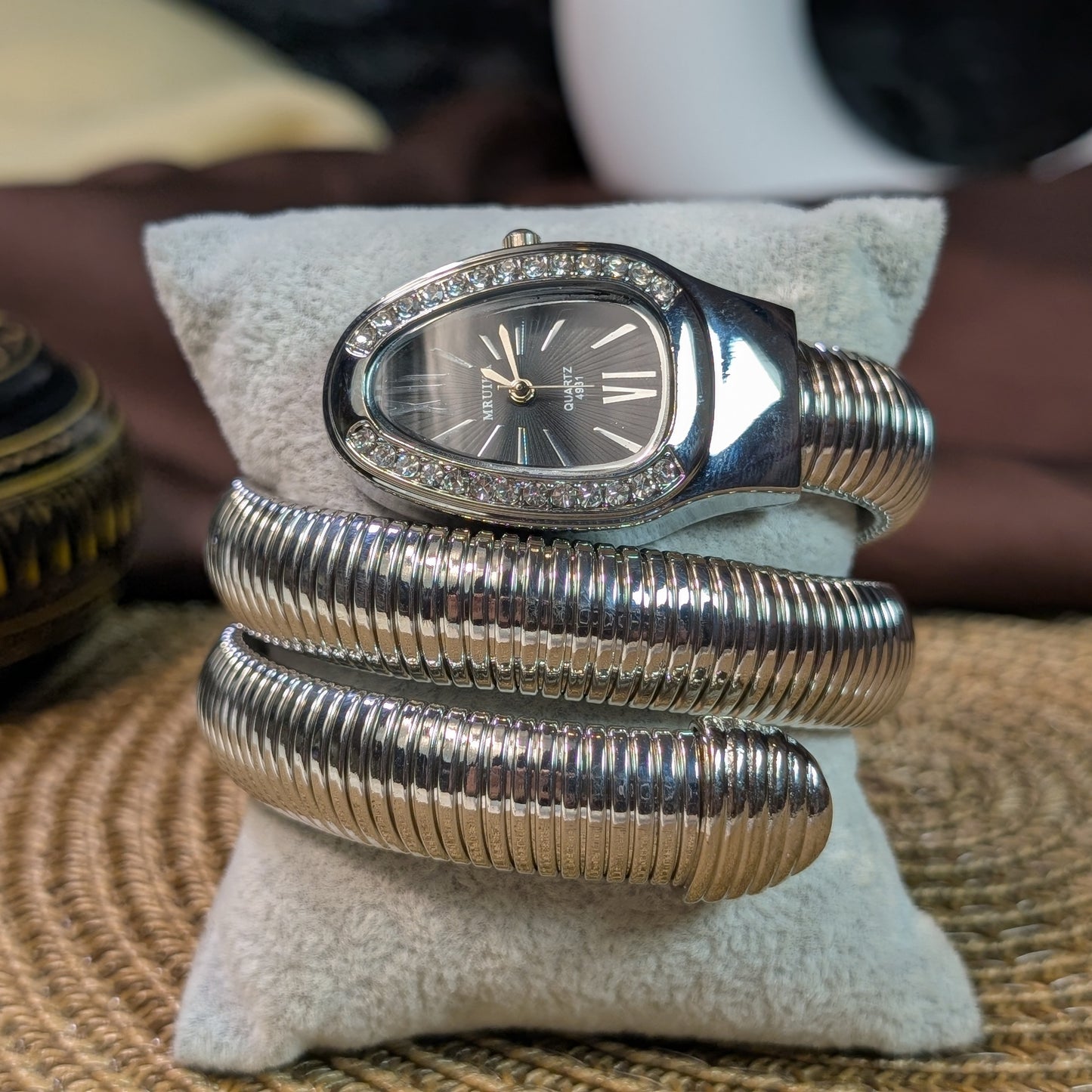 Black silver snake watch