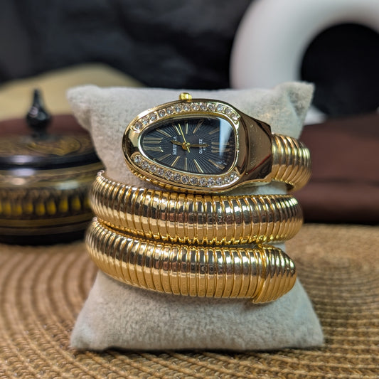 Black golden snake watch