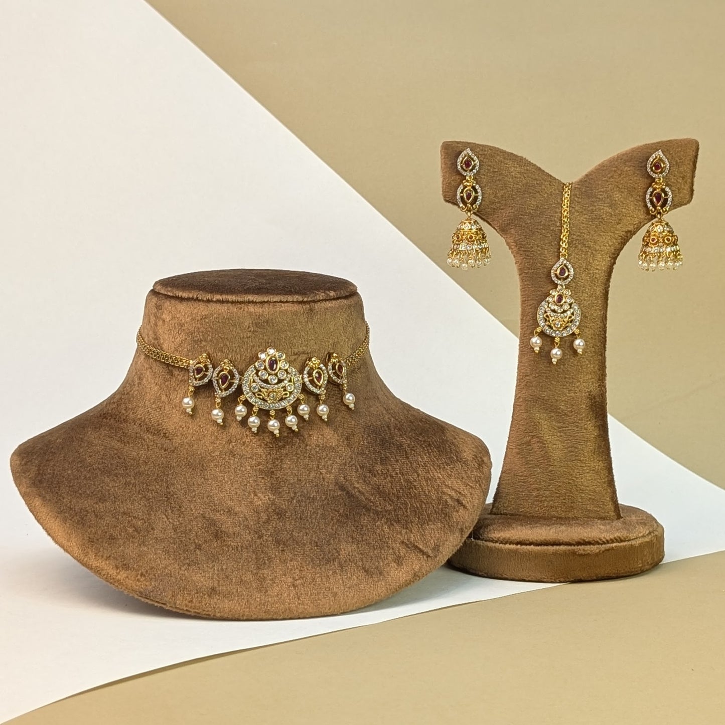 Lakshmi Temple South Indian Rajwadi Necklace Set