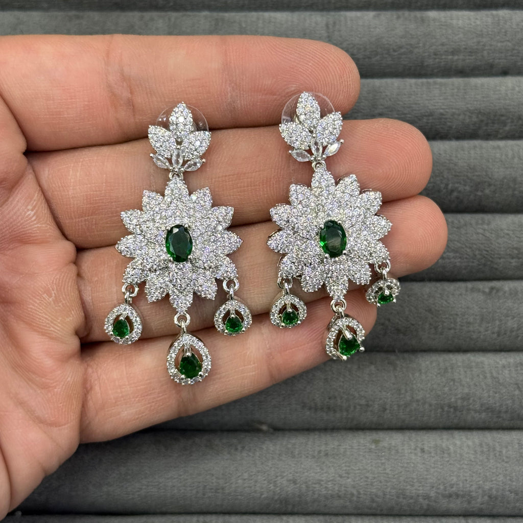 CRYSTAL STARBURST ZIRCON EARRINGS