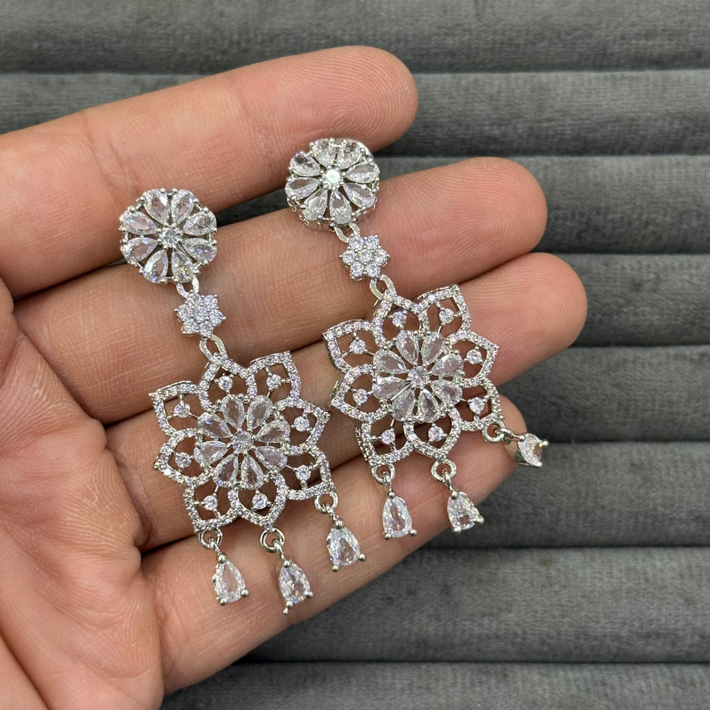 GEOMETRIC ORCHID ZIRCON EARRINGS