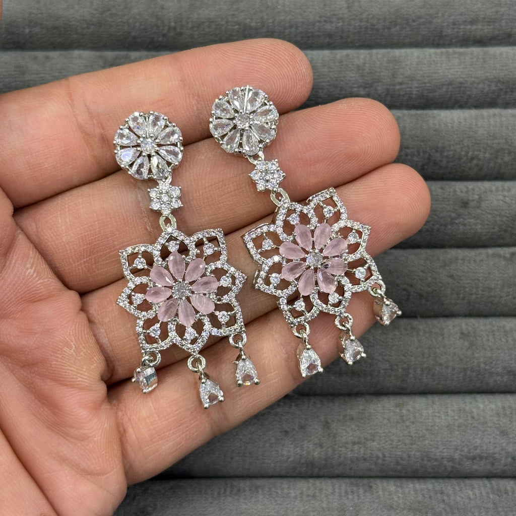 GEOMETRIC ORCHID ZIRCON EARRINGS