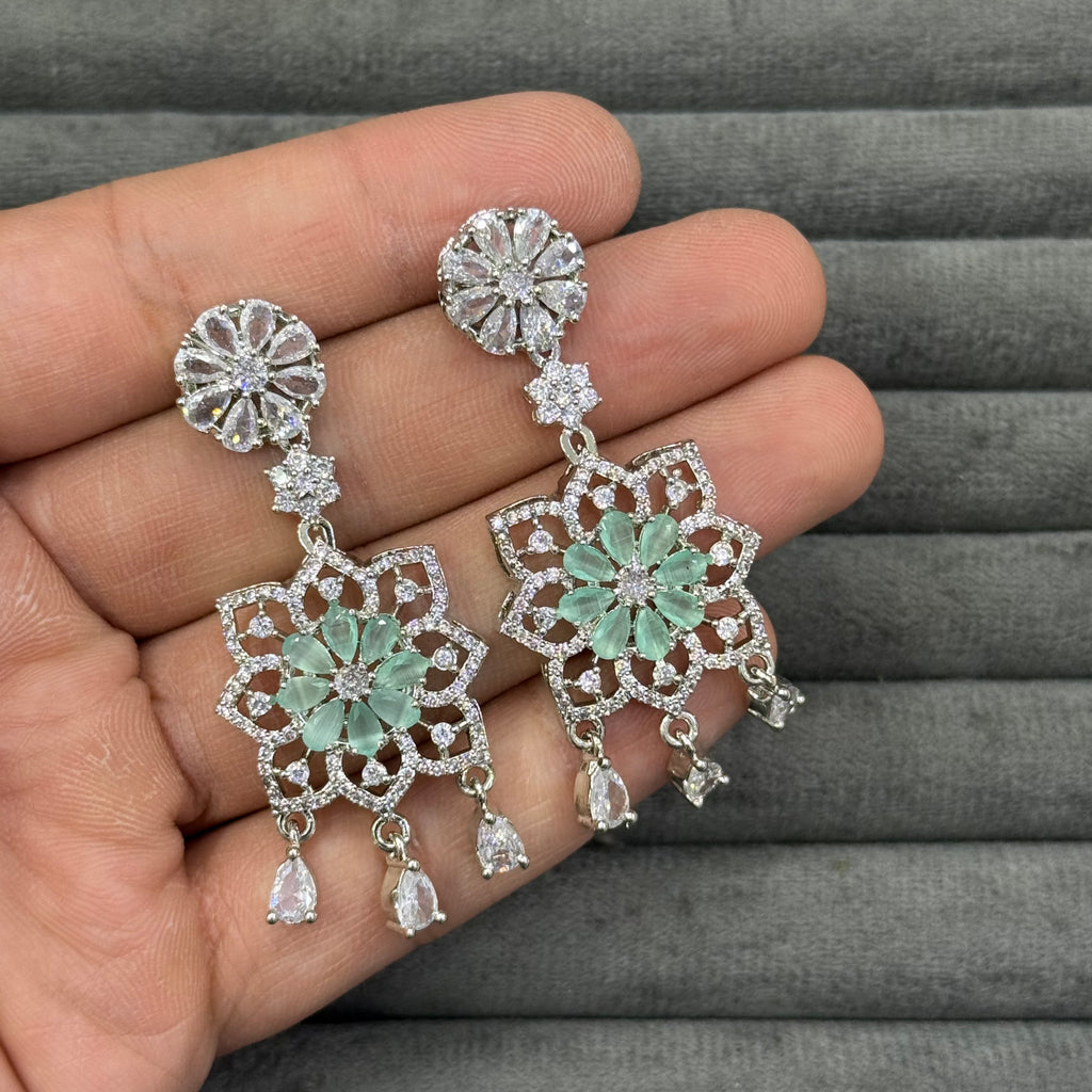 GEOMETRIC ORCHID ZIRCON EARRINGS