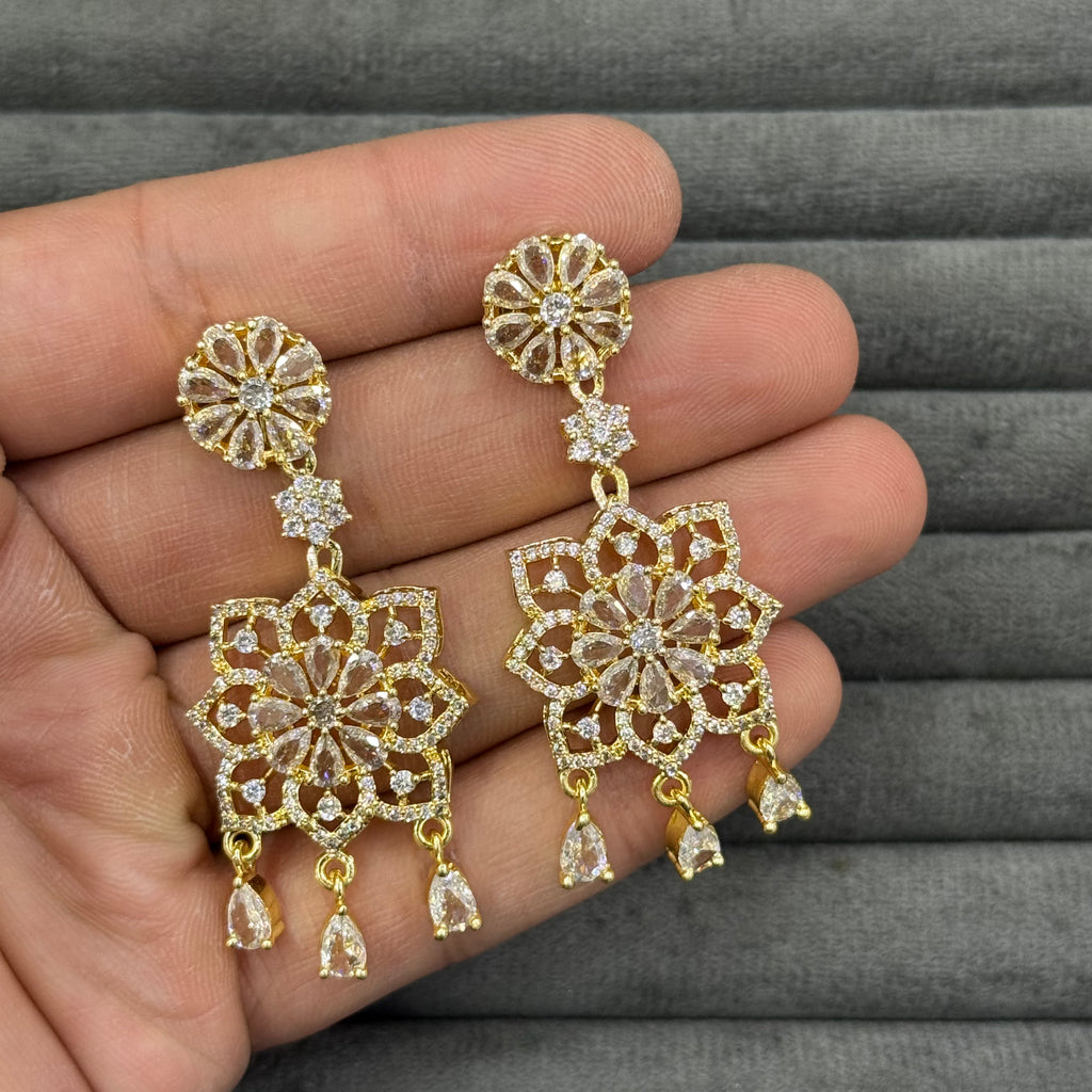 GEOMETRIC ORCHID ZIRCON EARRINGS