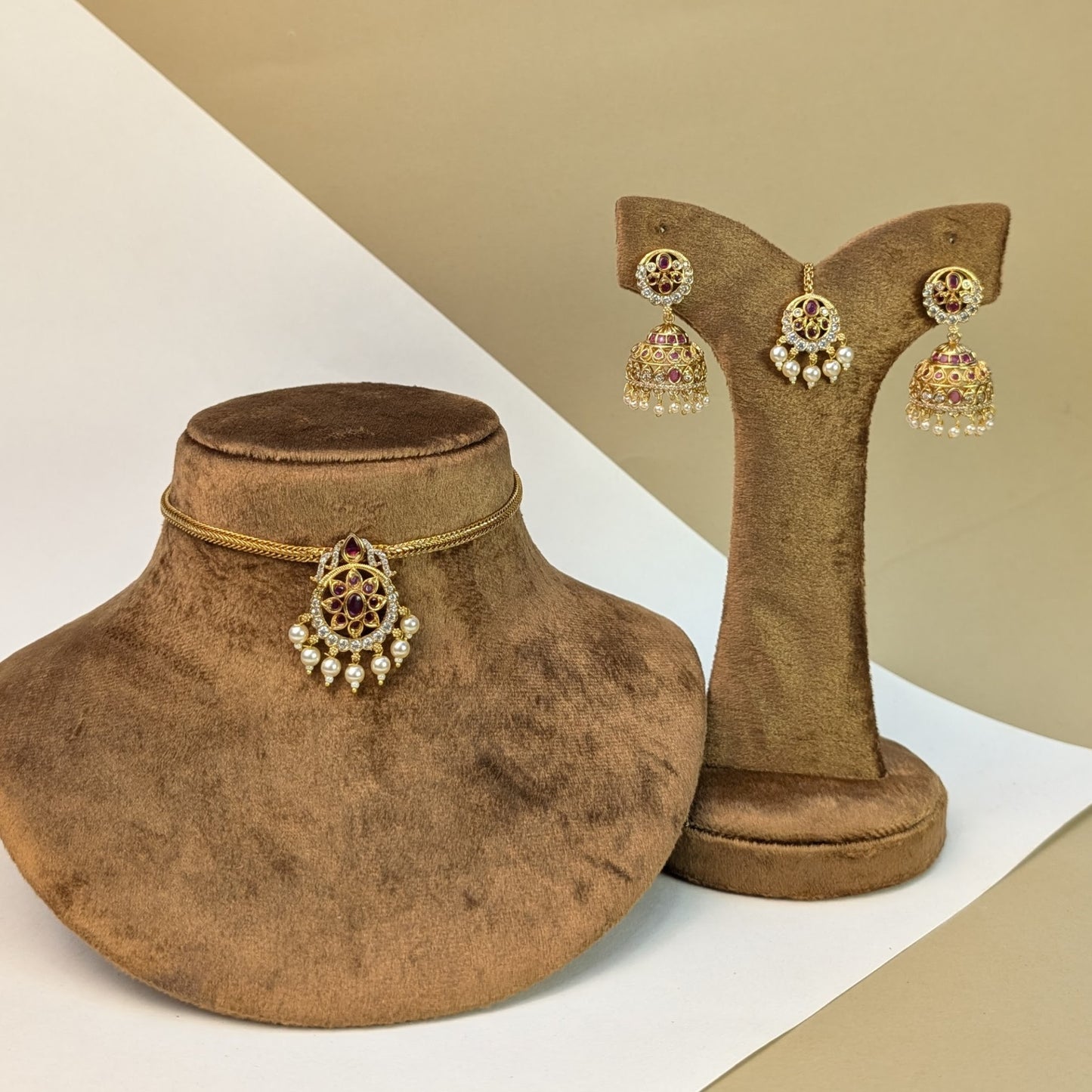 Grand Temple South Indian Rajwadi Necklace Set