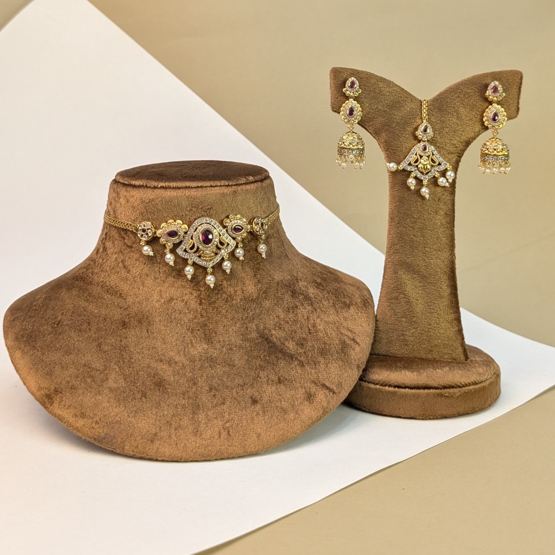 Peacock Haram South Indian Rajwadi Necklace Set