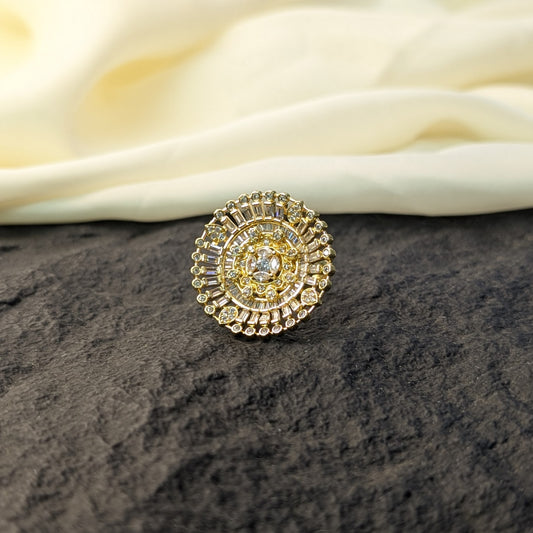 Golden Filigree Zircon Ring