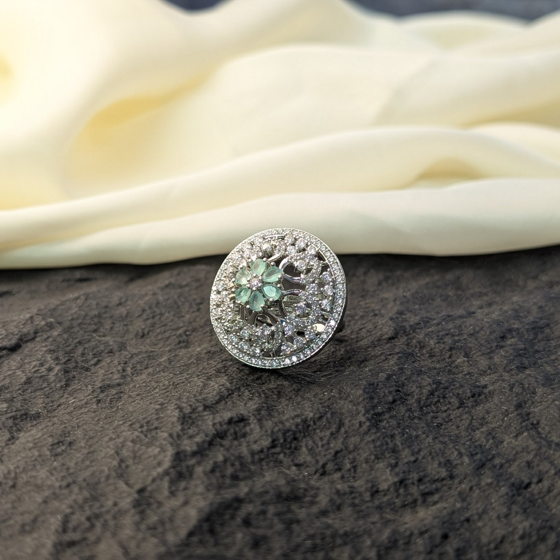 Scarlet Bloom Zircon Ring