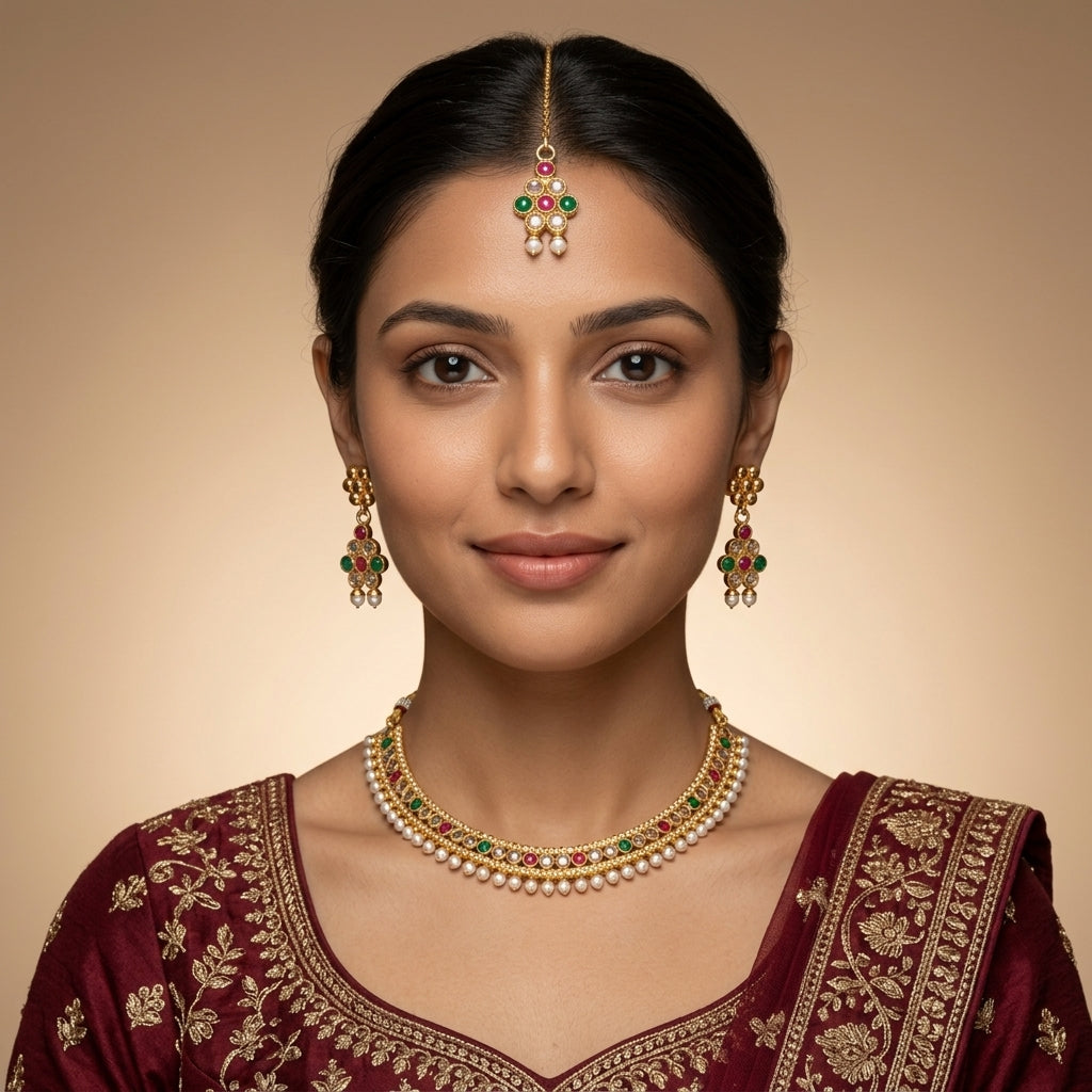 Mogra Blossom Copper Necklace Set