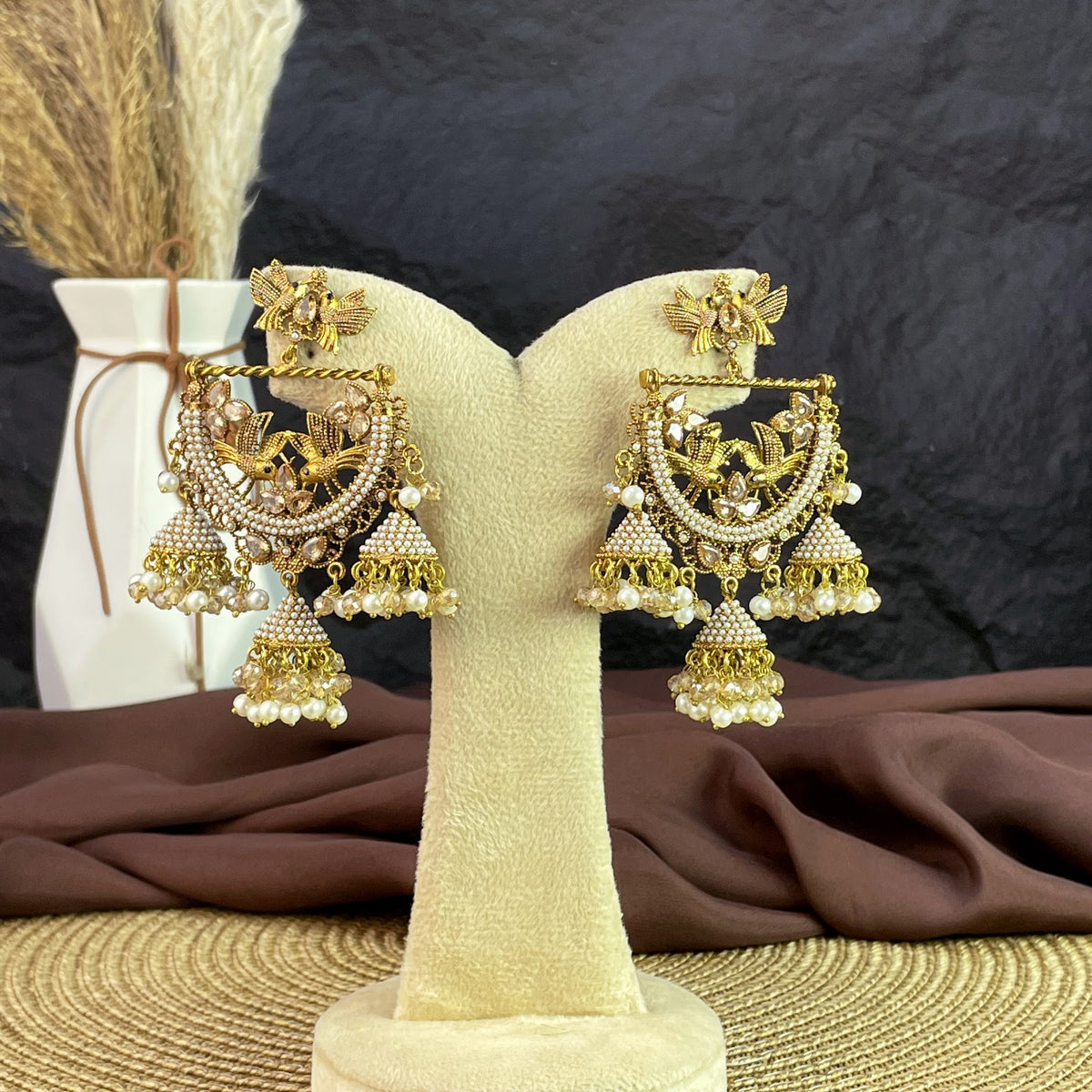 Antique Bird Jhumki Earrings