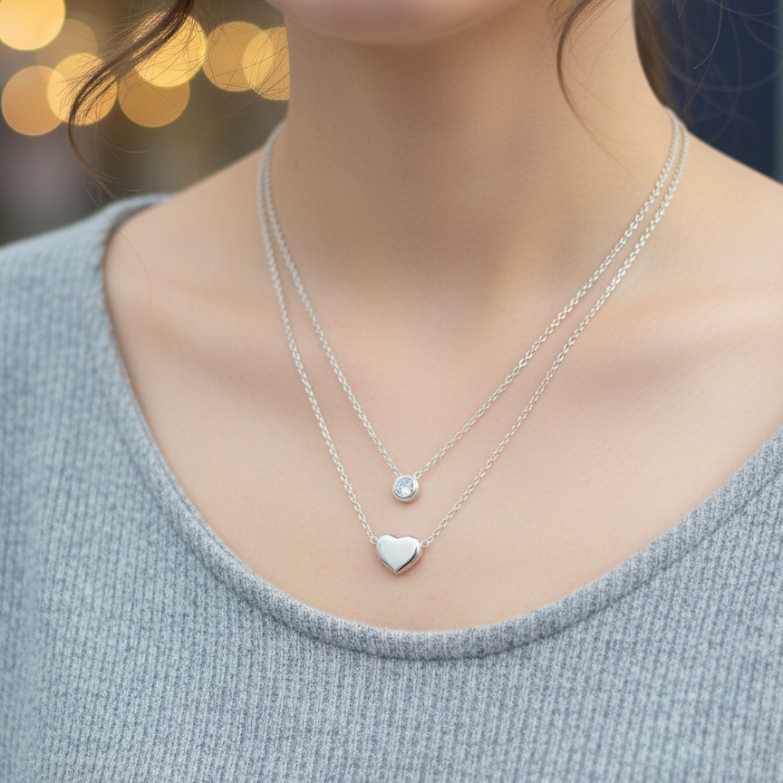 Duo Heart Sparkle Locket