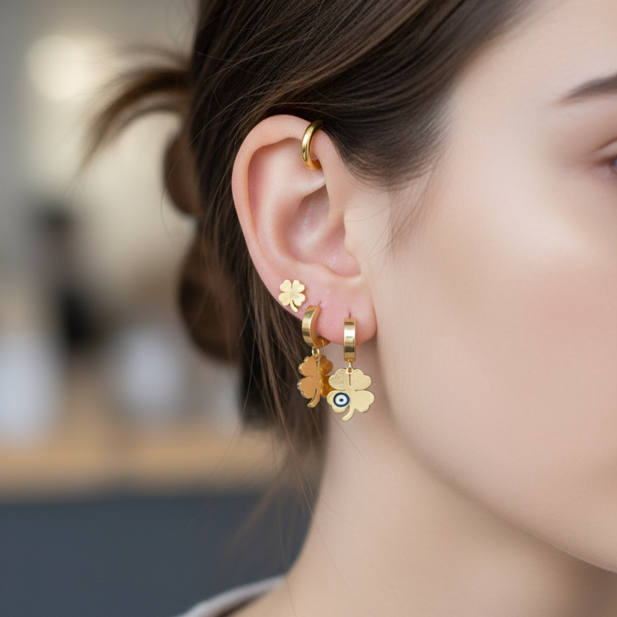 EVIL EYE CLOVER EARRINGS