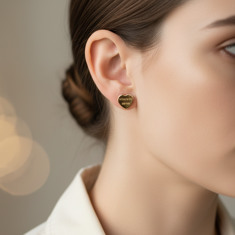 GOLD ENGRAVED HEART STUDS