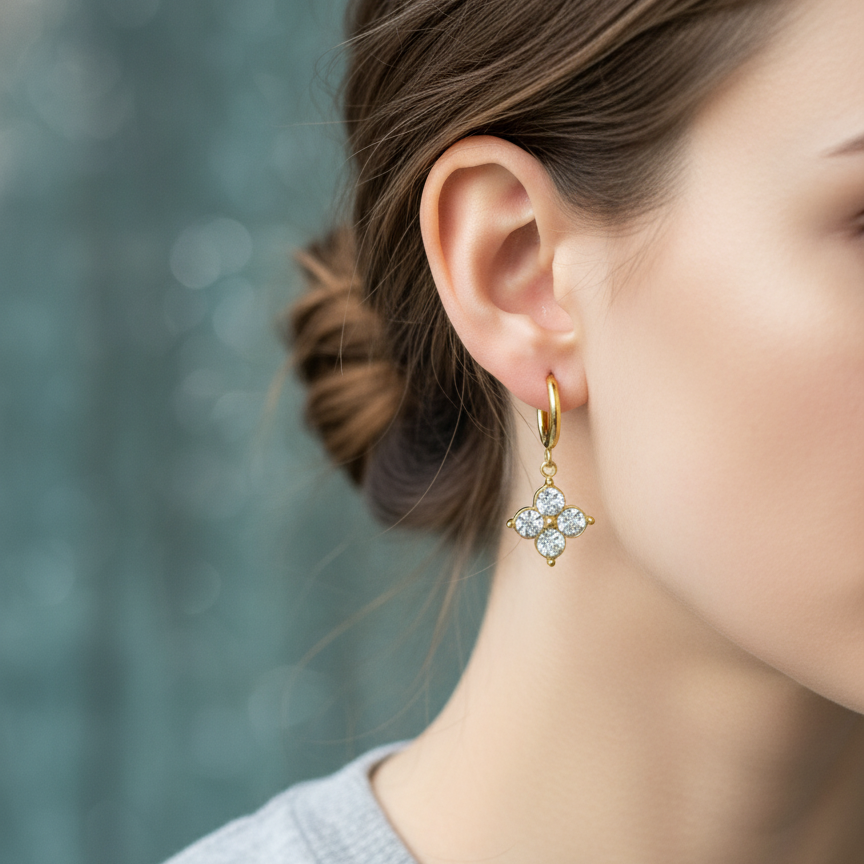 CRYSTAL CLOVER EARRINGS