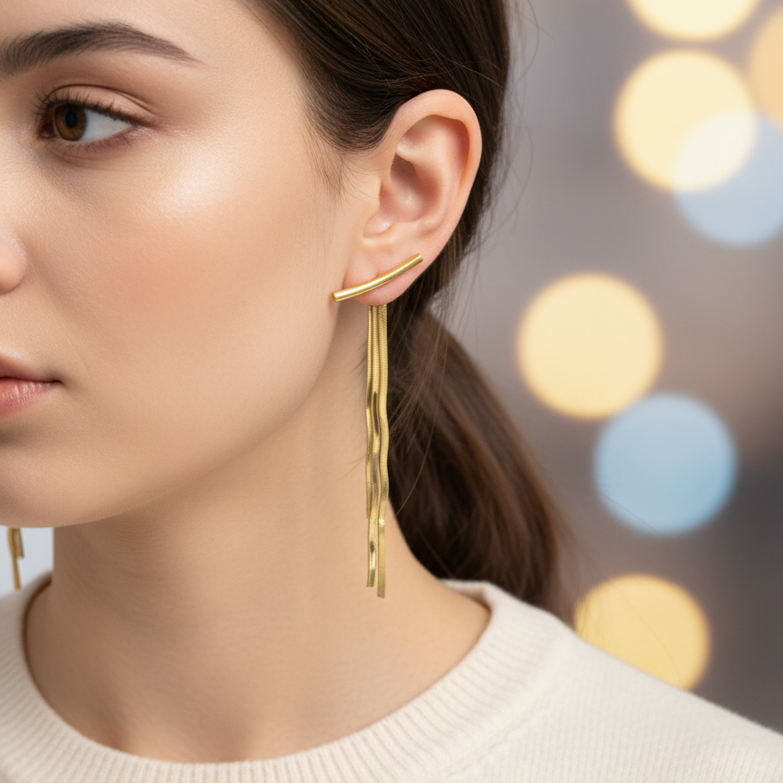 GOLD RIPPLE CASCADES EARRINGS