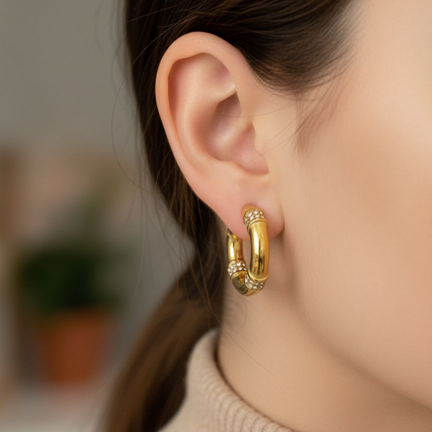 PAVÉ BAMBOO EARRINGS