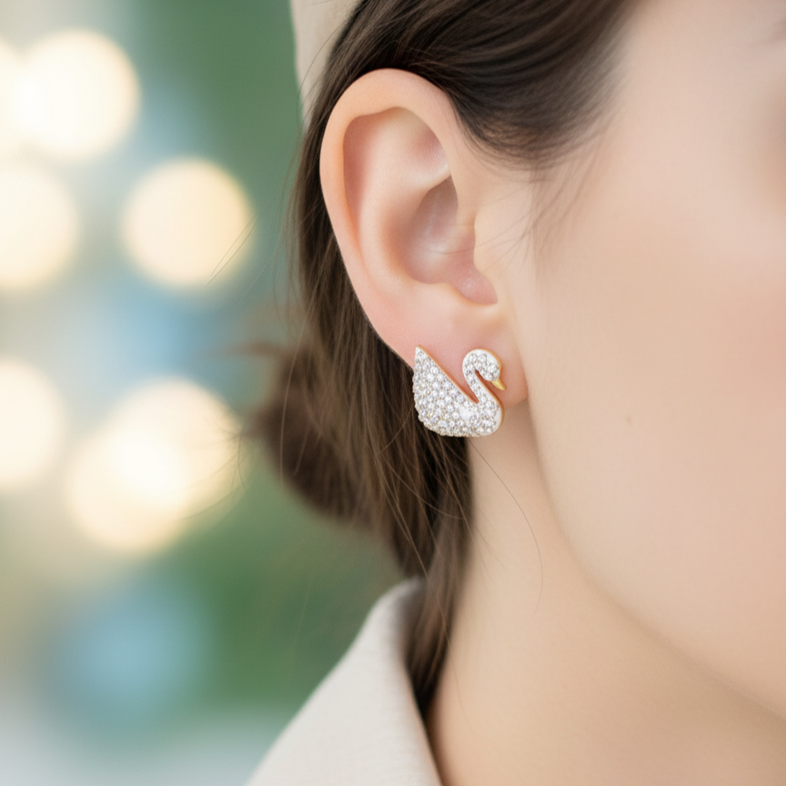 CRYSTAL SWAN STUDS