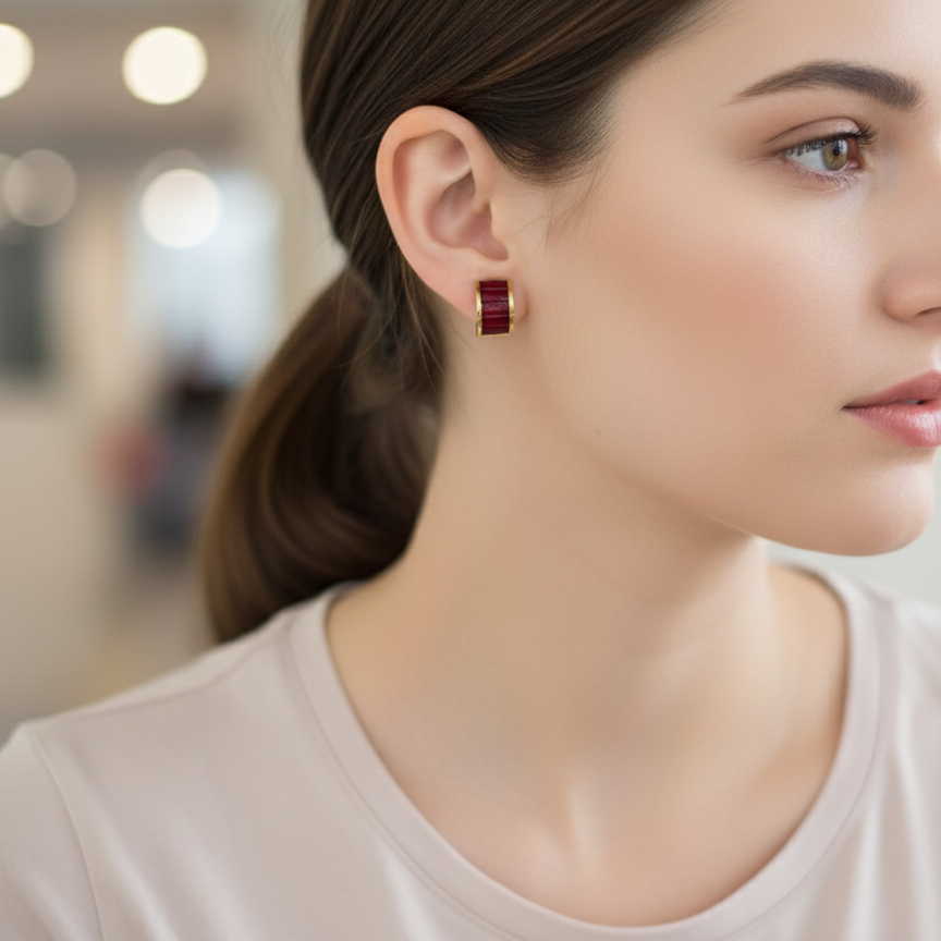 GARNET HUG RETRO STUDS