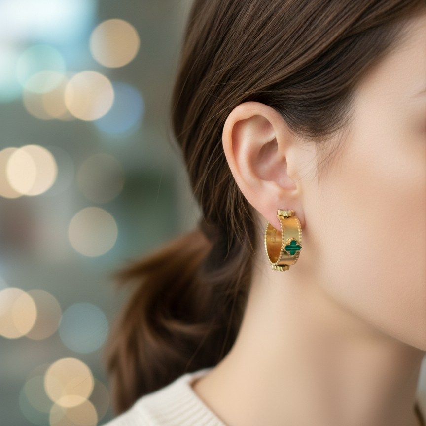 GREEN CLOVER EARRINGS