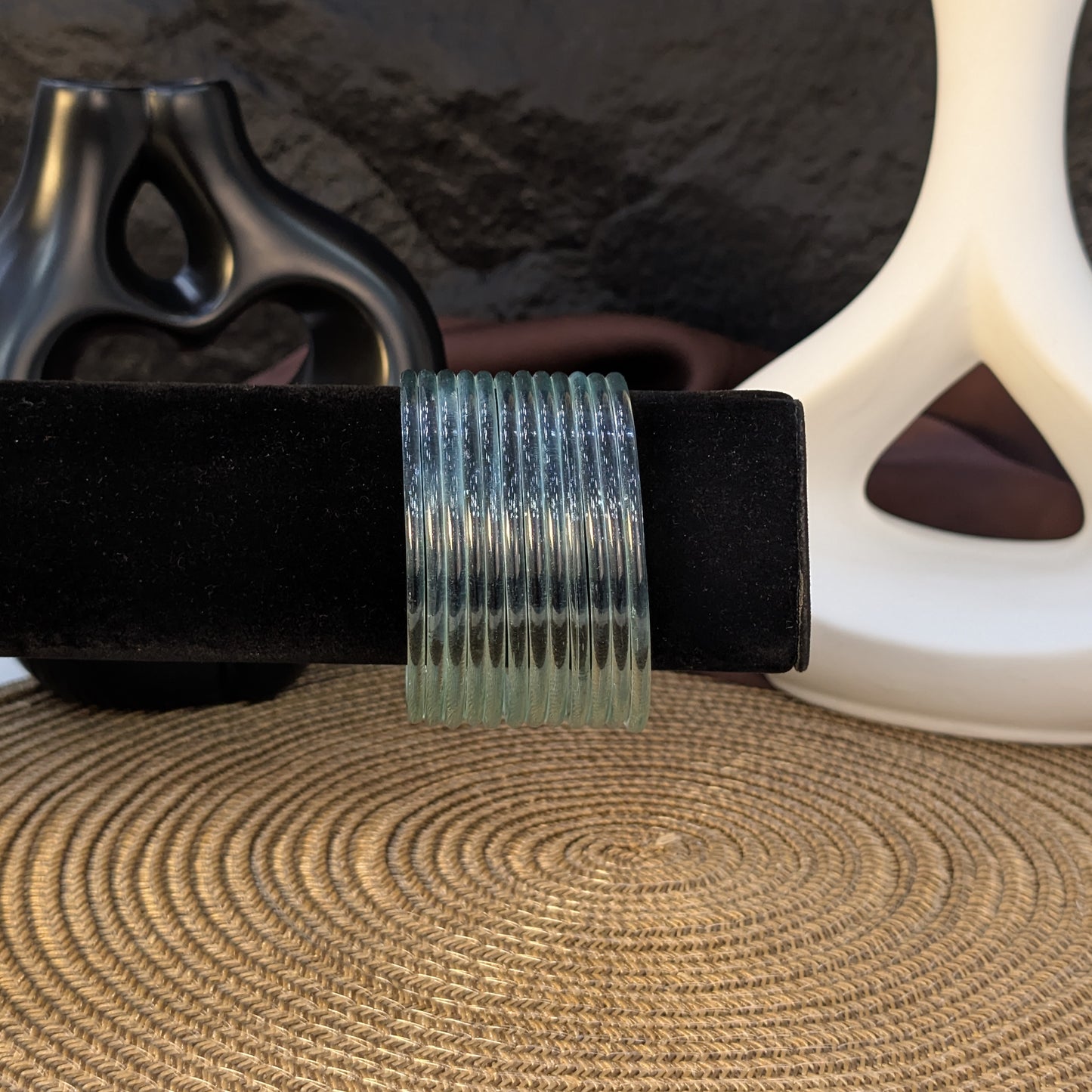 AQUAMARINE GLOW GLASS JELLY BANGLES