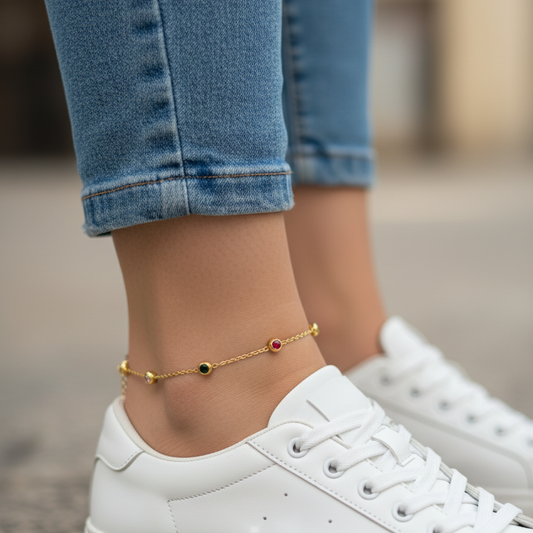 Multi-Tone Stone Anklet