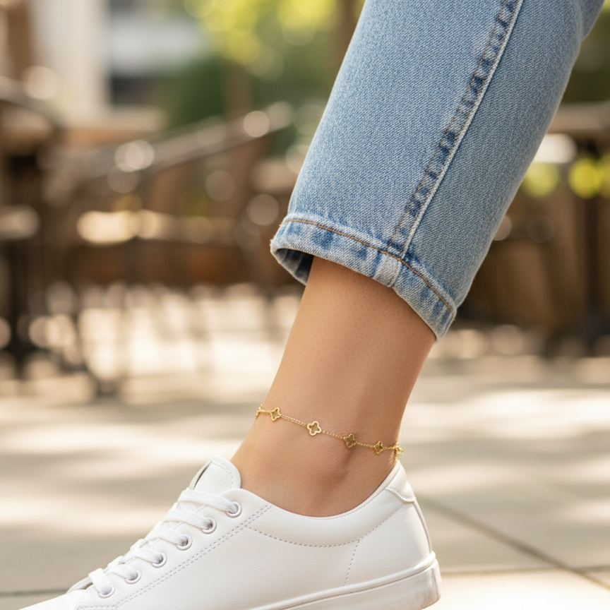 Golden Clover Anklet