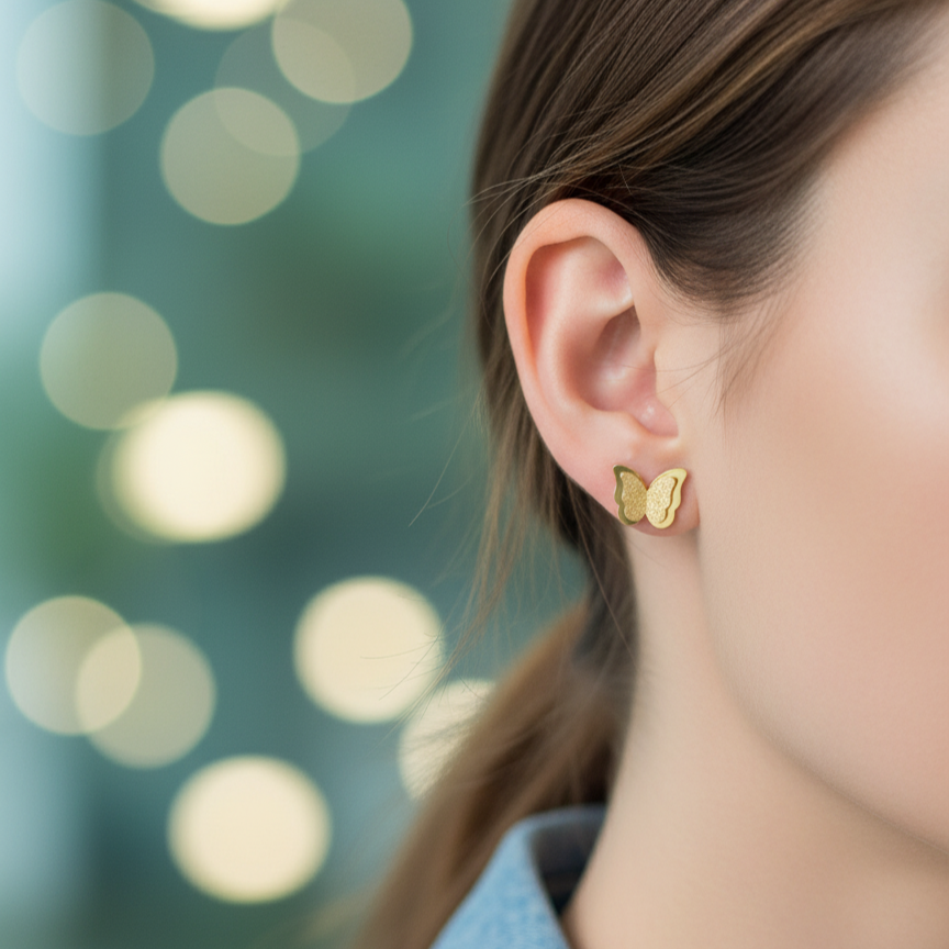 GOLD SHIMMER BUTTERFLY STUDS
