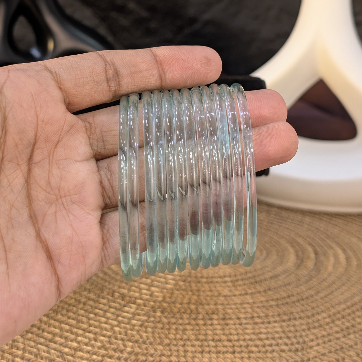 AQUAMARINE GLOW GLASS JELLY BANGLES