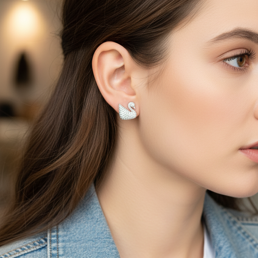 CRYSTALLIZED SWAN STUDS