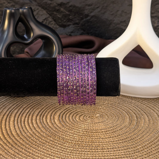 PURPLE RAIN DROP GLASS BANGLES