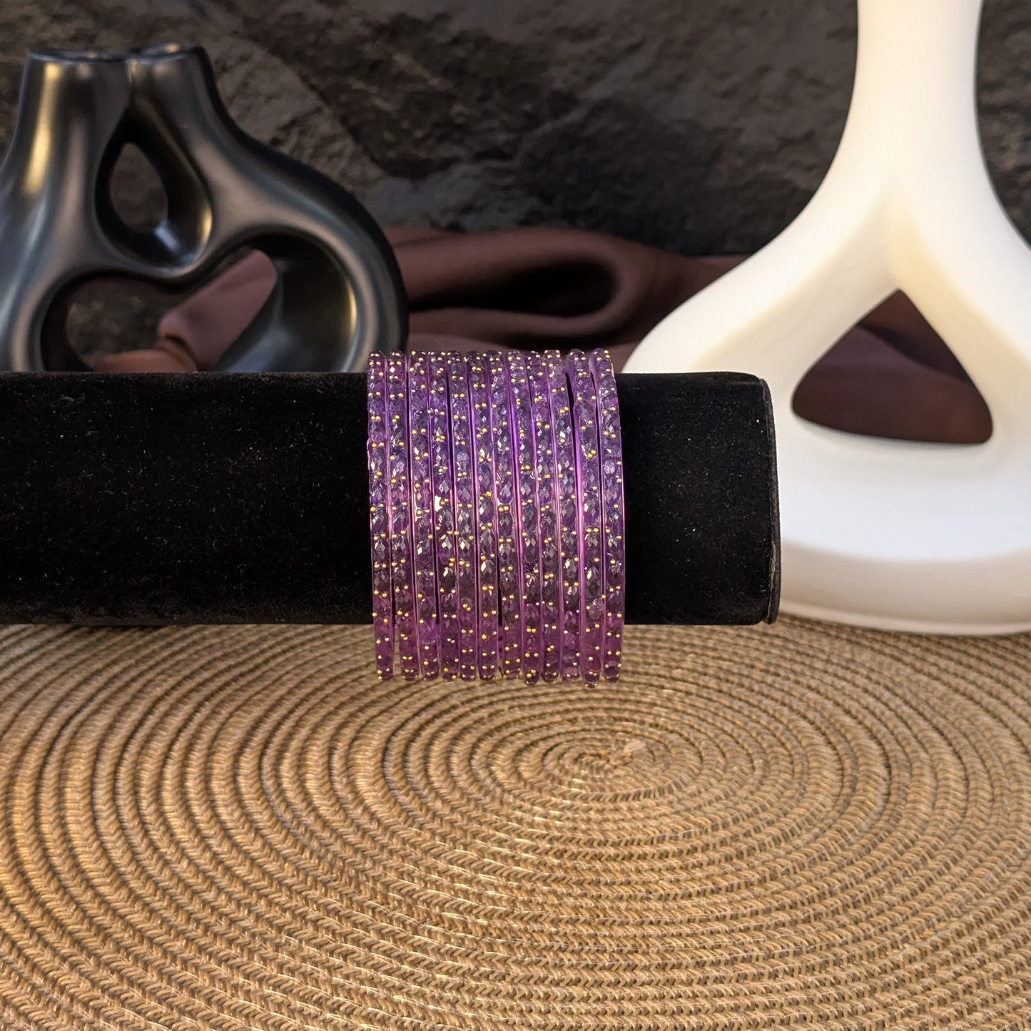 PURPLE RAIN DROP GLASS BANGLES