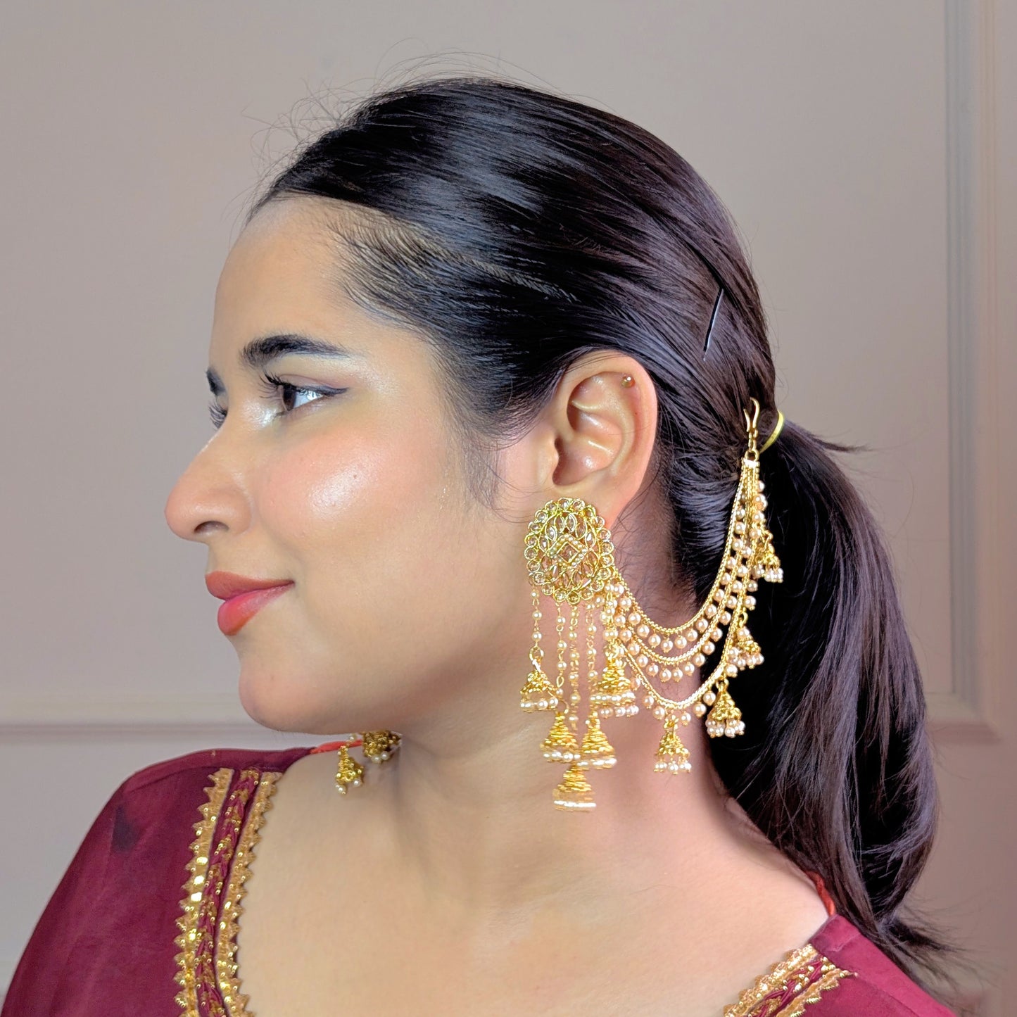 Pristine polki sahara copper earring