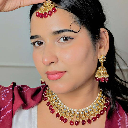 MAJESTIC LOTUS ARC KUNDAN NECKLACES