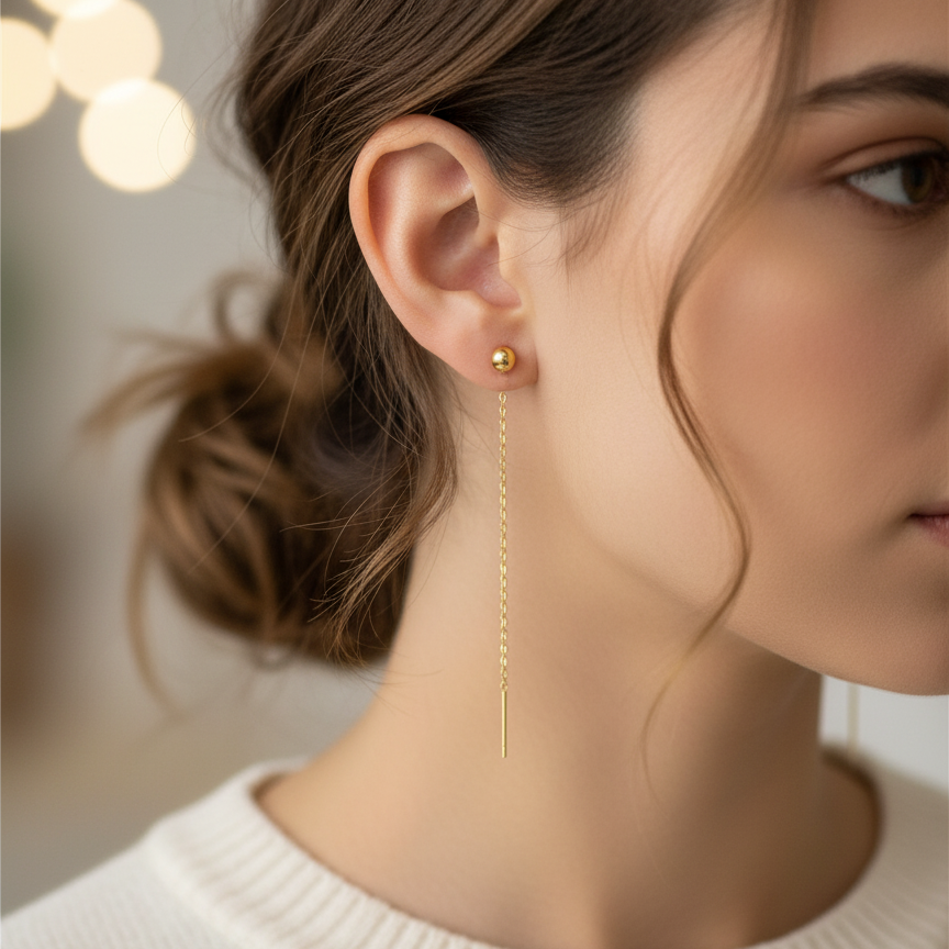 GOLD SPHERE THREADERS STUDS