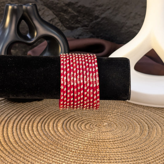 BRIGHT RED INDIAN GLASS BANGLES