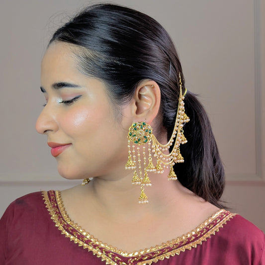 Classic emerald polki sahara copper earring