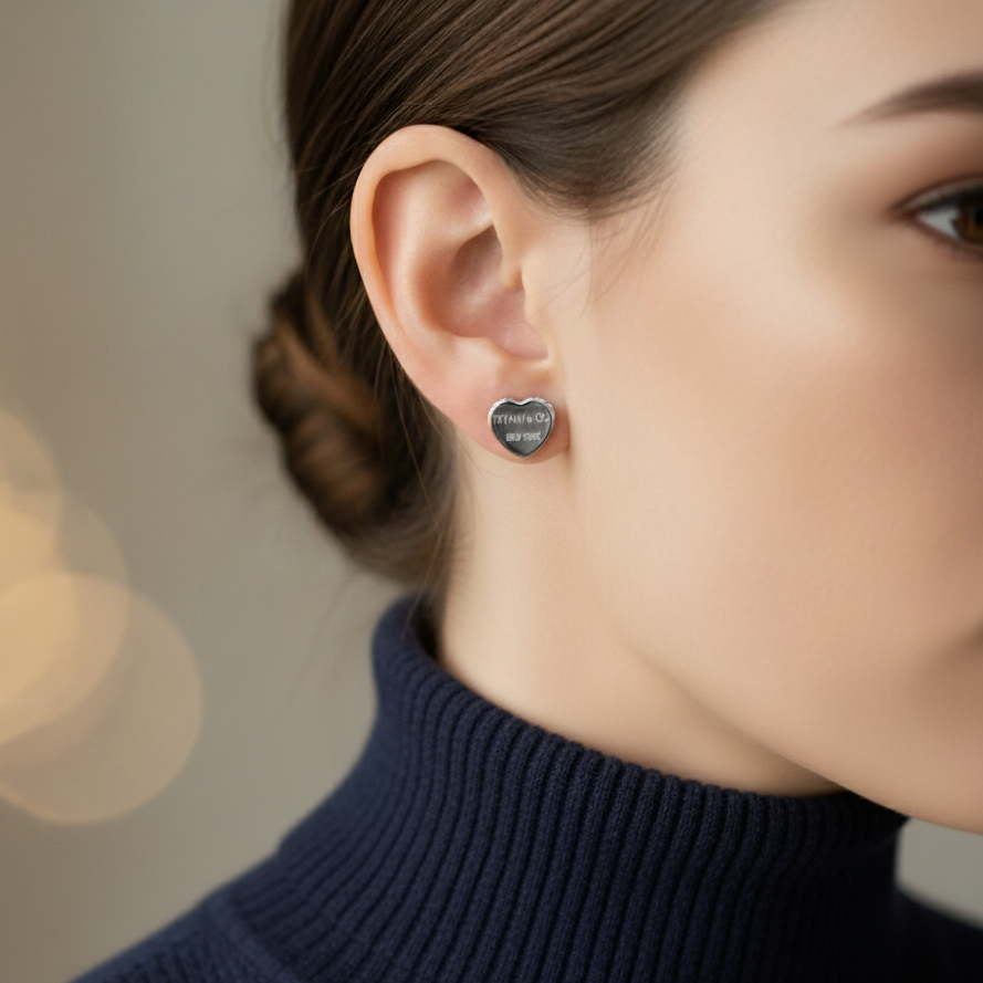 ENGRAVED HEART STUDS