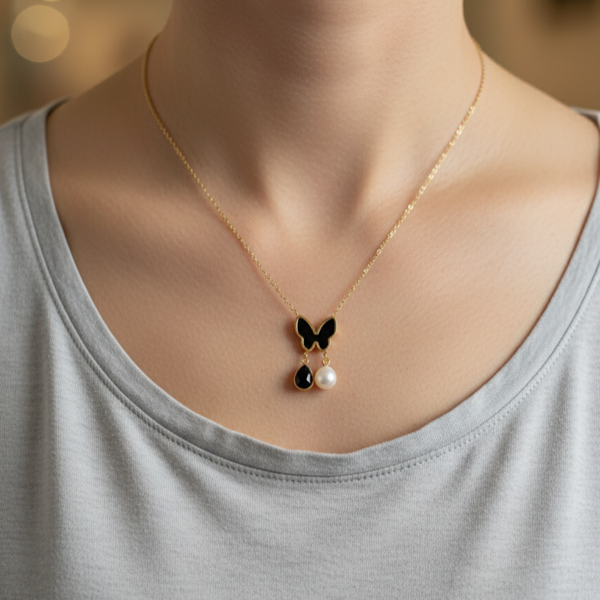 Butterfly Pearl Locket