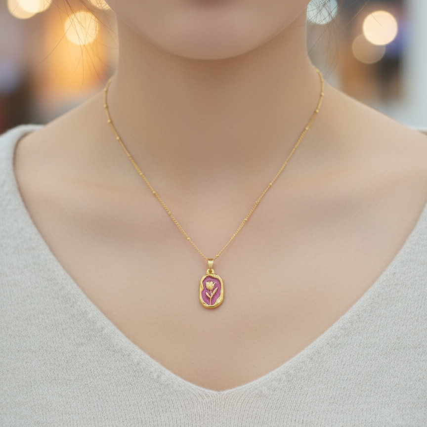 Violet Engraved Locket