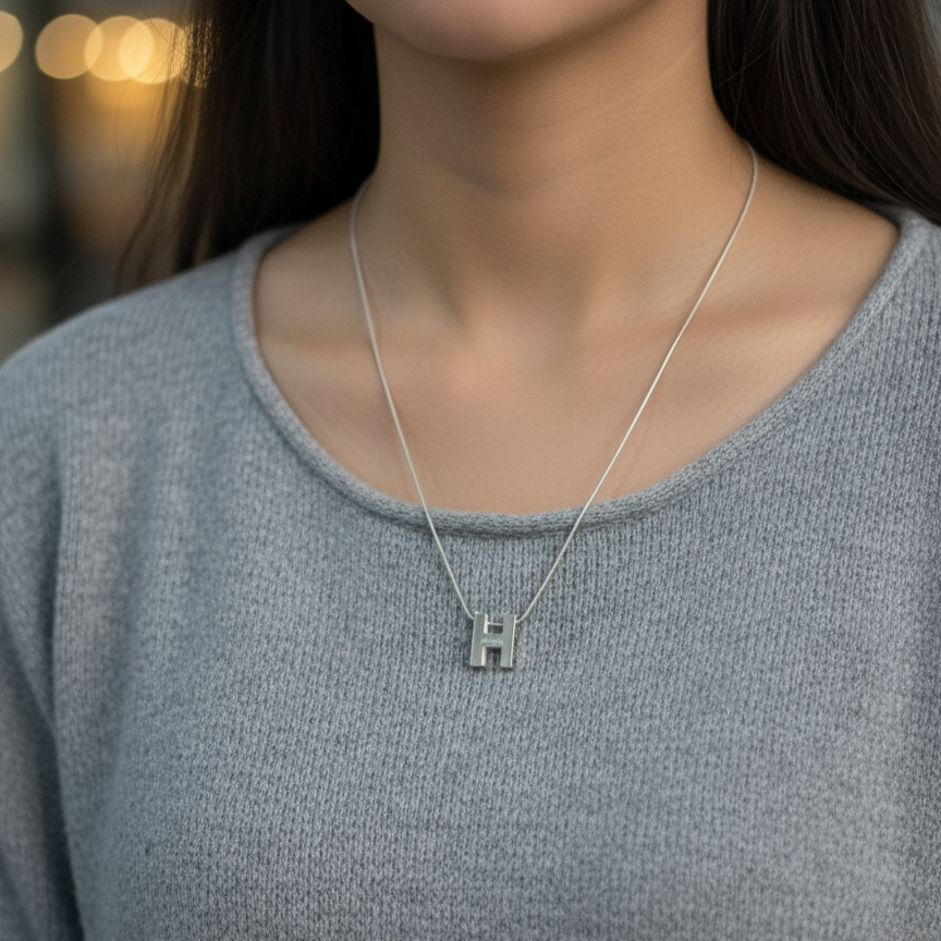 Statement Silver H Locket