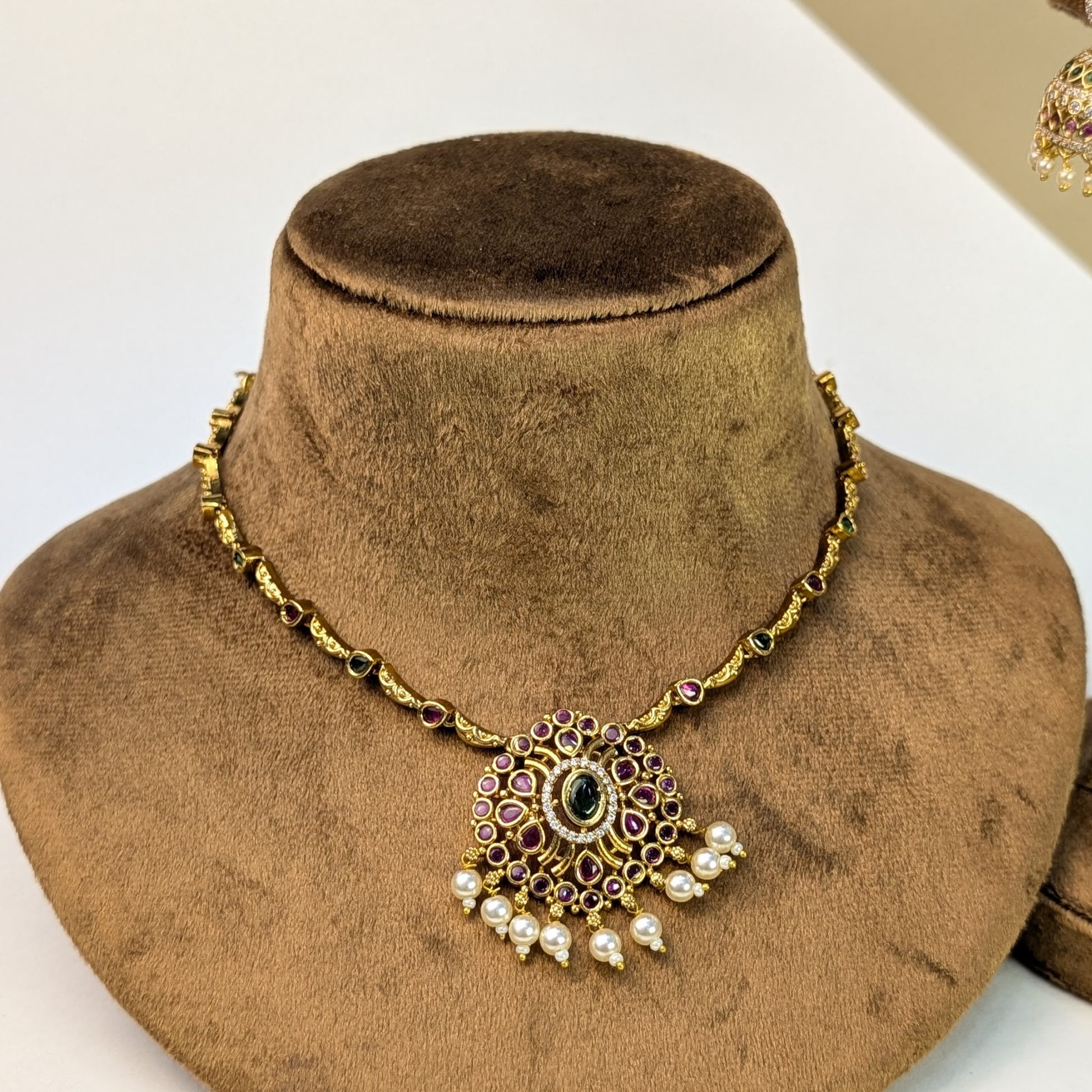 Layered Antique South Indian Rajwadi Necklace Set