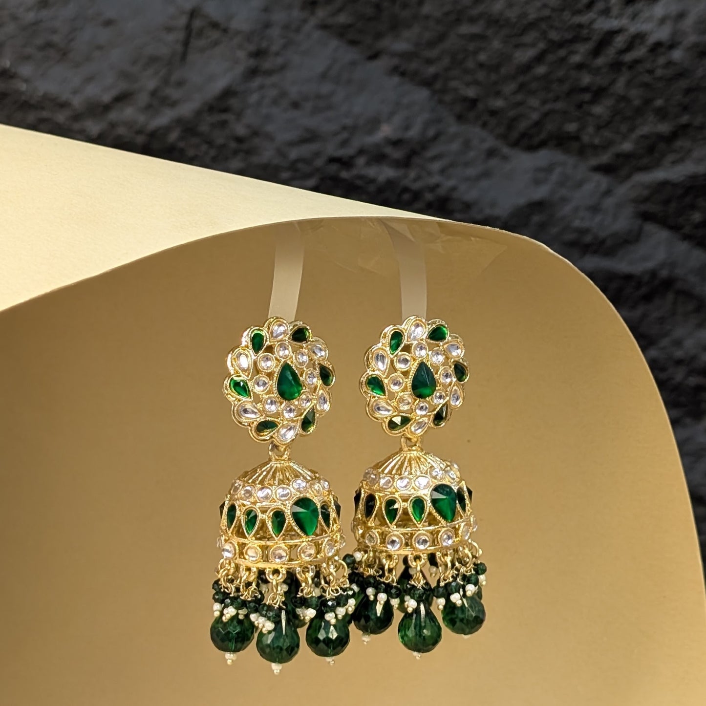Pearl Drop Kundan Jhumkis