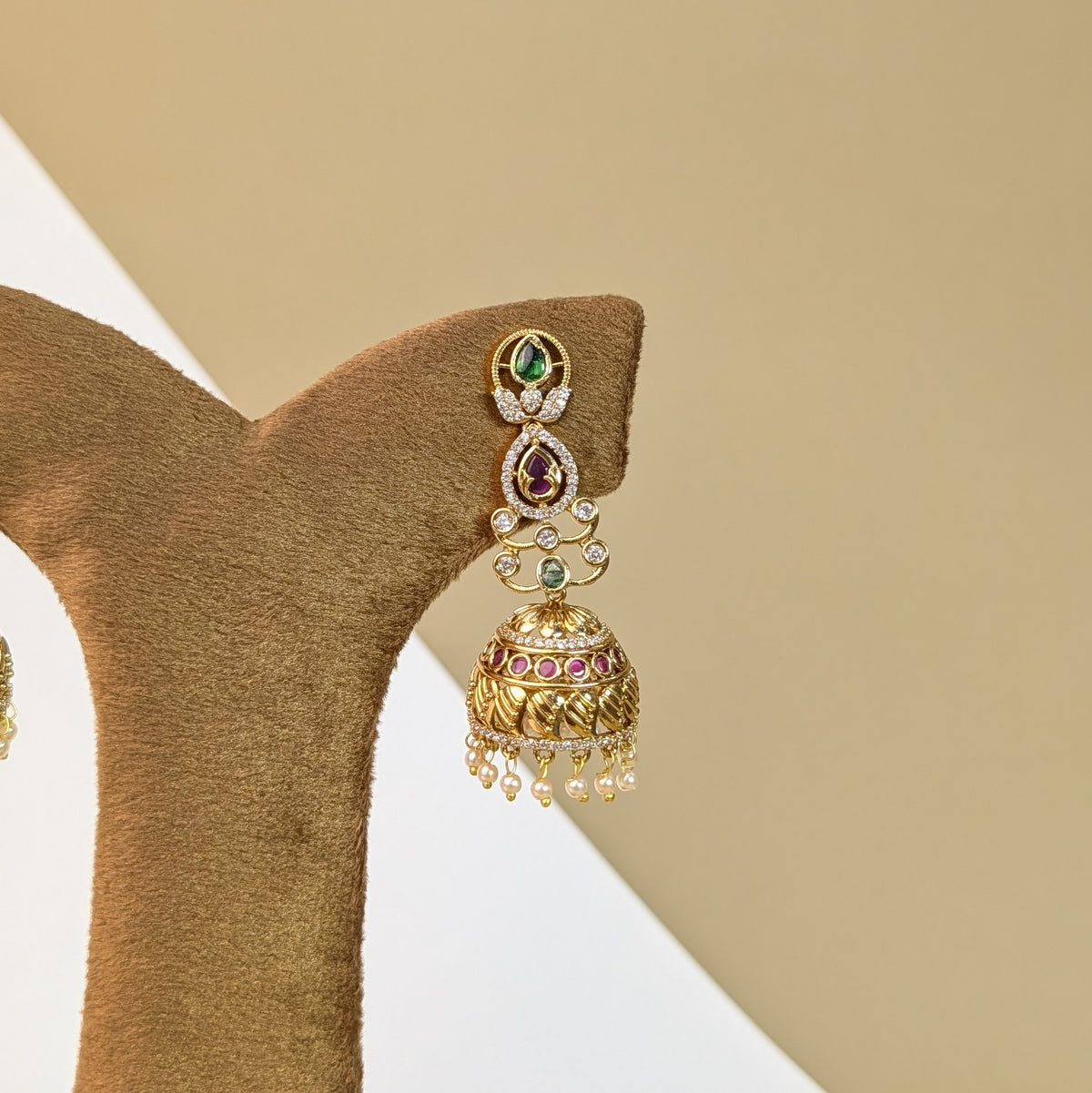 Ruby Darbar Stone Jhumkis