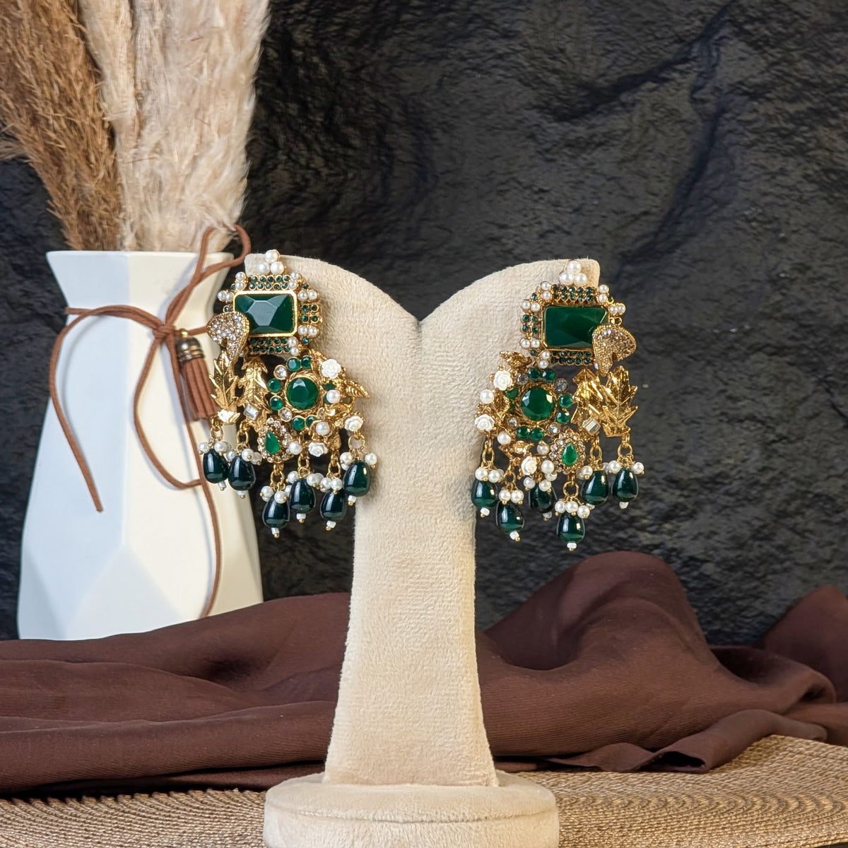 Emerald Grandeur Statement Earrings