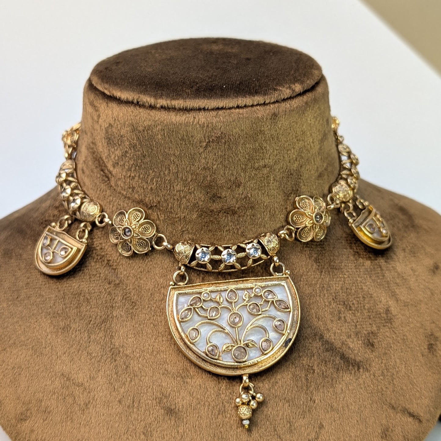 Peacock Kemp South Indian Rajwadi Necklace Set