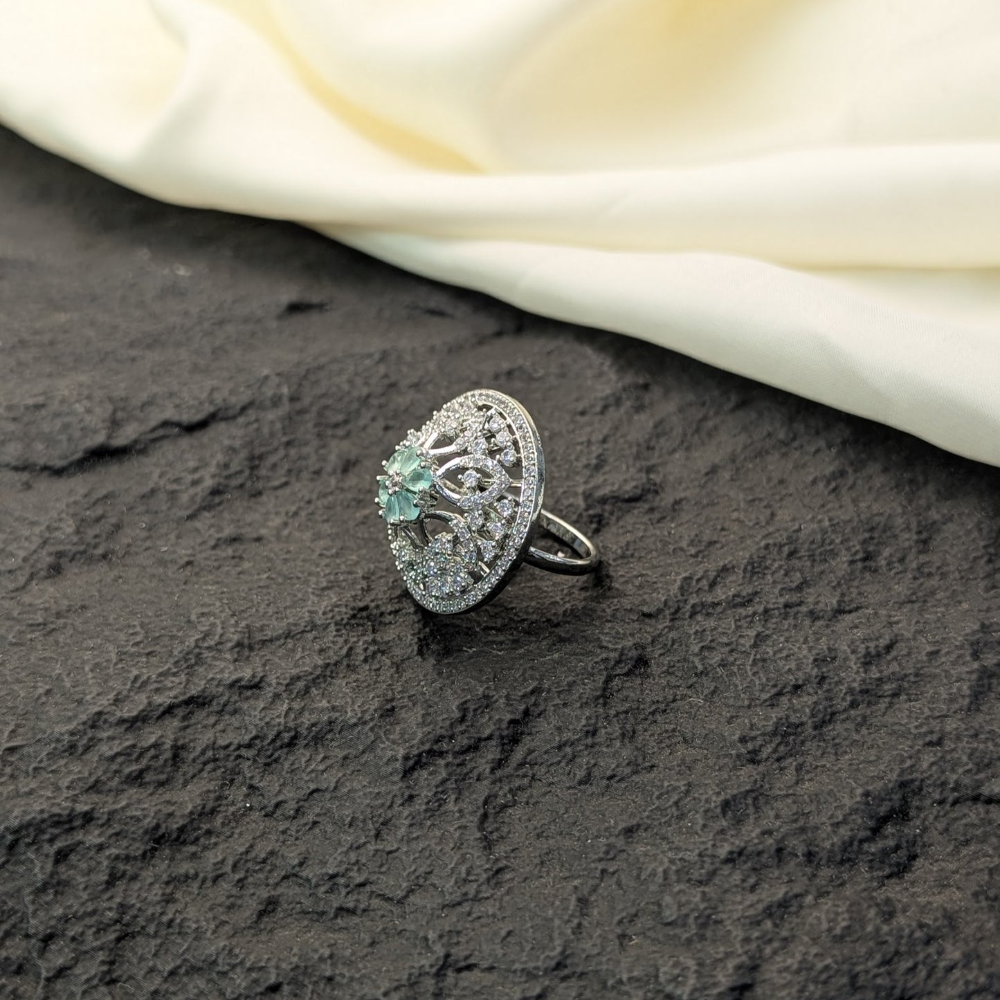 Scarlet Bloom Zircon Ring