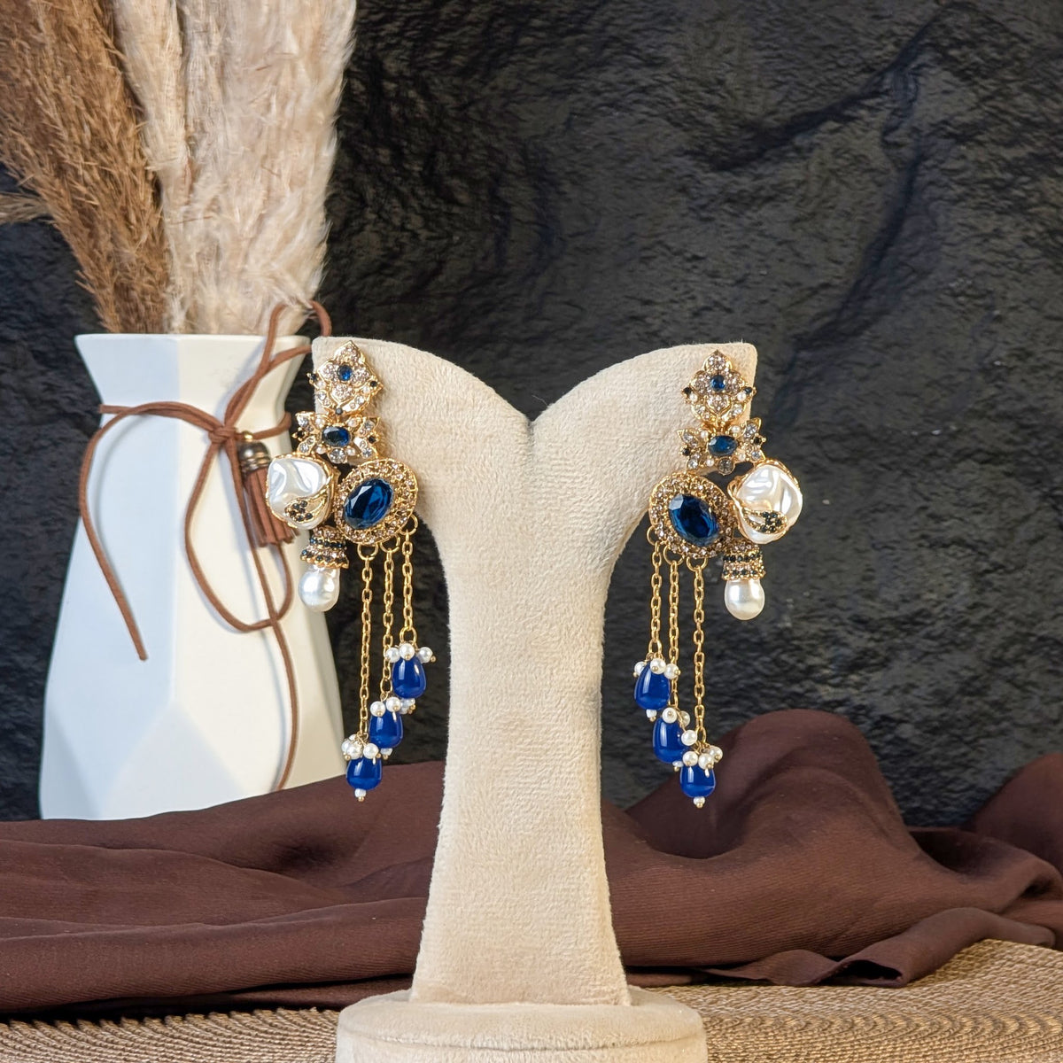 Sapphire Blue Tassel Earrings
